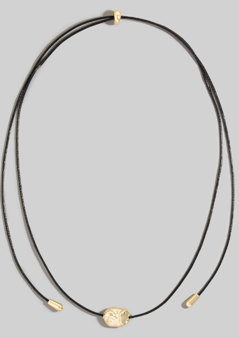 Abstract Metallic Pendant Adjustable Cord Necklace