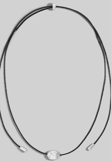 Abstract Metallic Pendant Adjustable Cord Necklace